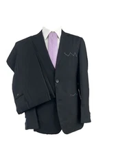 Men's Tailored Suit Made In Italy Tasmania Wool 120S Black Dr.6 Autumn Winter
