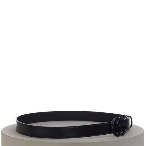 Cinturón delgado para hombre GUCCI 480$ en cuero negro con hebilla negra GG Marmont - Imagen 3 de 7