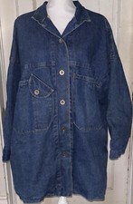 Vintage Current Seen Women's Denim Chore Jacket Long 80s 90s Retro One Size Fit