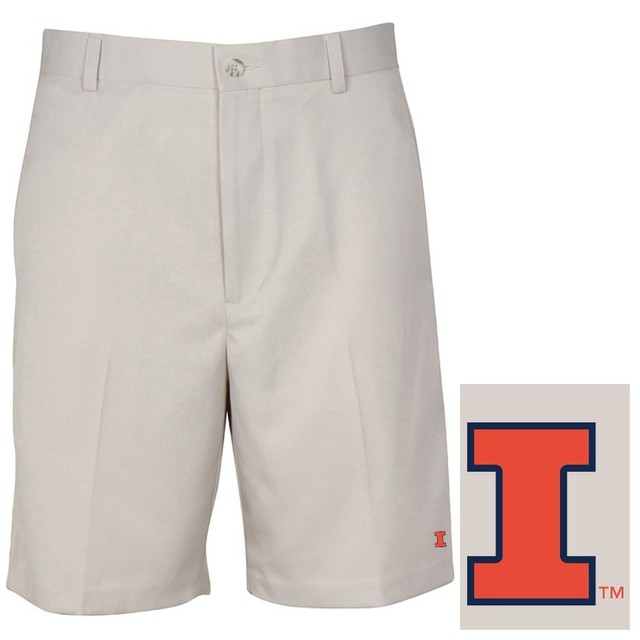 NWT NCAA Oxford Golf Fighting Illini Flat Front Super Dry Men's Shorts