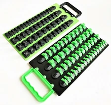 96pc GOLIATH INDUSTRIAL SOCKET ORGANIZER TRAY RAIL RACK HOLDER SET GREEN BLACK