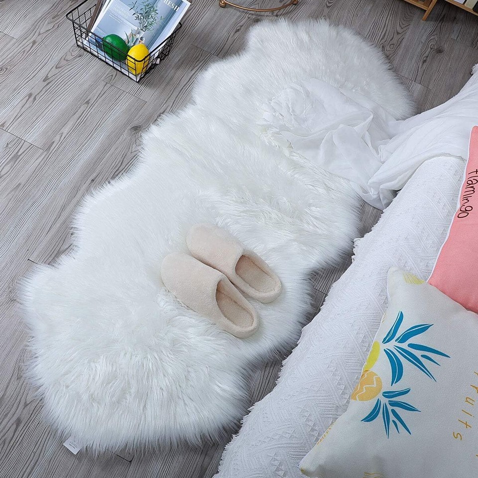 Extra Large Soft Fluffy Long Faux Fur Sheepskin Rug Warm Floor Carpet ...