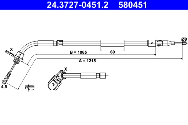ATE Handbremsseil Rechts FüR M-B A W169 B W245 1.5-Electric 09.04-06.12 OE-image