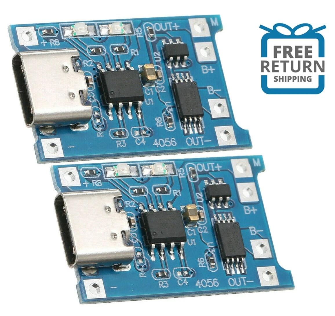 2pcs TP4056 5V 1A USB Type-C 18650 Lithium Battery Charging and Protection Board image 1