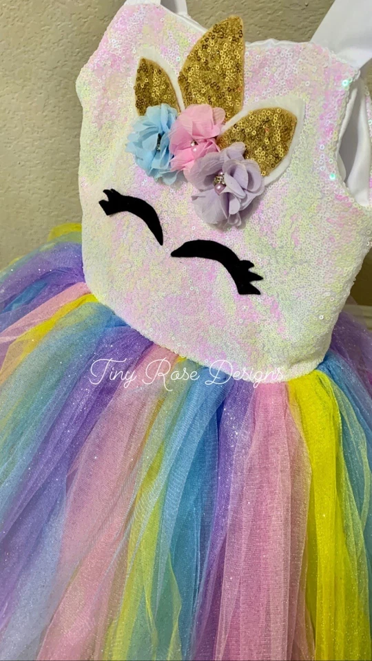 Vestido Unicornio para Cumpleaños, Boda, Ocasión Especial Hecho a Medida Vestido de Tul Foto 2 de 4