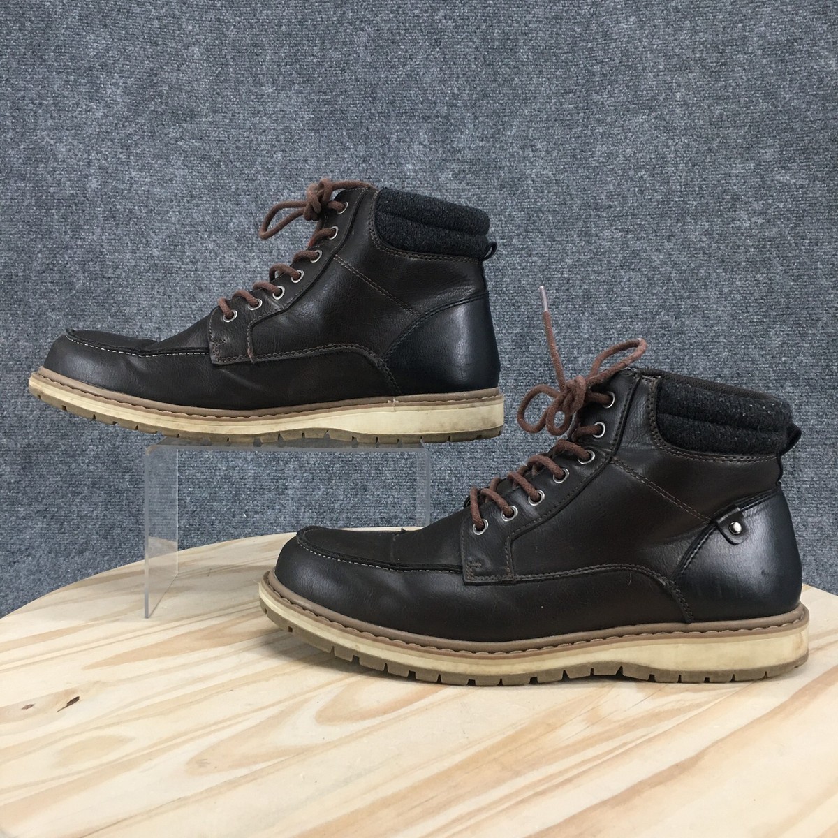 Sonoma boot black for men Sonoma Boots Mens 12 M Ankle Top Lace Up Brown Faux Leather  main image 3