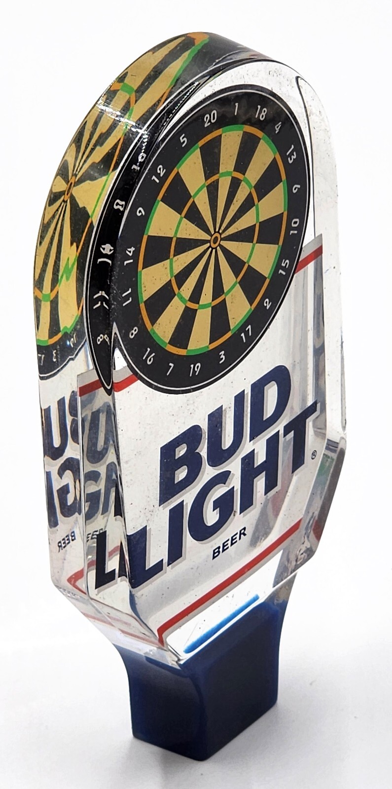 Bud Light Budweiser Beer Acrylic Lucite Dart Board Tap Handle Darts Clear 6.5 in