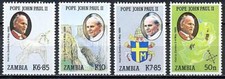 ZAMBIA 1989 POPE JOHN PAUL II SC#470-73 mnh WATERFALL, DOVEFREE SHIPPING