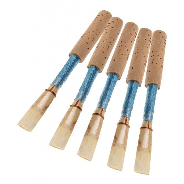 5pcs Oboe Reeds Cork Reed Blue Strength Medium Soft w/ Plastic Tube for