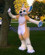 Long Fur Husky Dog Fox Mascot Costume Fursuit Halloween Suit Cosplay 319