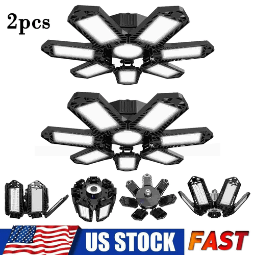 2Pack LED Garage Light Deformable Super Bright 200W Work Shop Ceiling Light Bulb - Picture 1 of 12