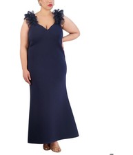 Eliza J Womens Plain Gown Dress, Blue, Plus Size, 16W