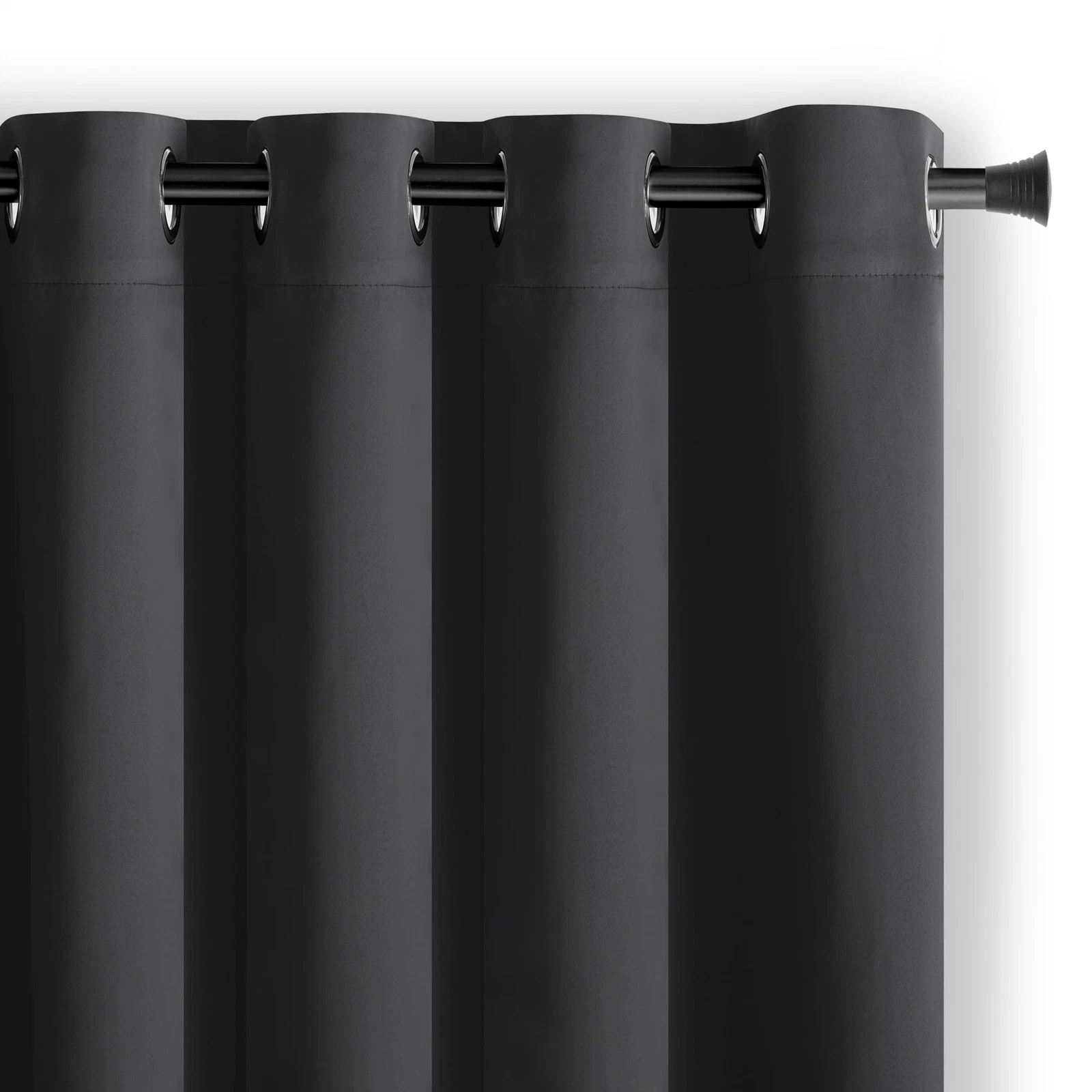 Blackout Eyelet Blackout Curtain 140 x 175 cm 1 Piece Black Decorative Curtain...