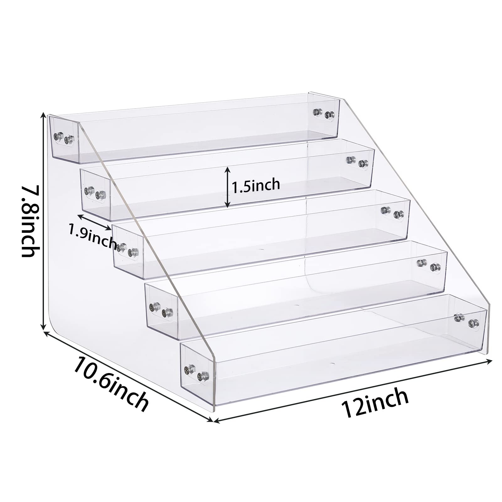 Acrylic Spice Rack, Tiered Spice Rack Shelf Seasoning Organizer 5 Tier, 2PCS
