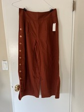 Anthropologie Rust Wide Leg Cropped Pant w/ Button Side size 4