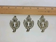 X3 French Provincial 2 1/4" x 1 3/8" White Brass Keyhole Cover  Escutcheon Plate