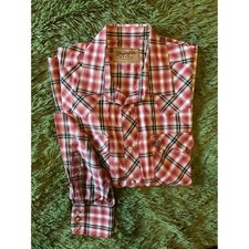 Wrangler Retro Mens XL Red Plaid Pearl Snap Western Shirt Long Sleeve 112351479