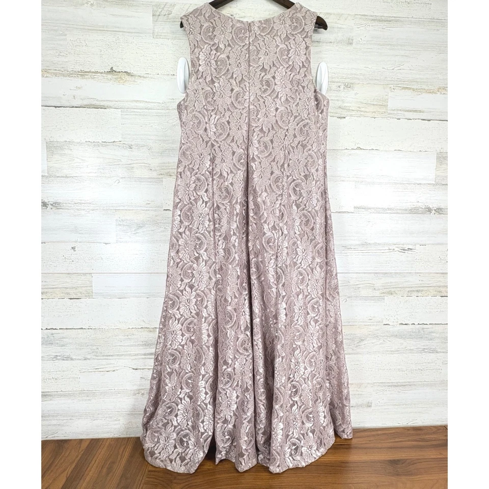 Vestido de Noche R&M Richards 22W Brillo Rosa Encaje Lentejuelas Cuentas Formal Foto 2 de 4