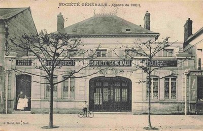 Creil SENLIS 60 Oise Société-Générale Bank Bank Building Facade Bicycle Trees B