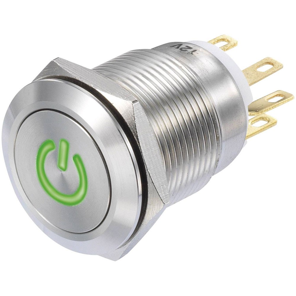 TruComponents Pushbutton ,Panel Mount,On/(On),NO/NC,Solder