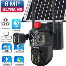 Solar WiFi Camera PTZ Triple Lens Three Screen PIR Night Vision Surveillance Cam