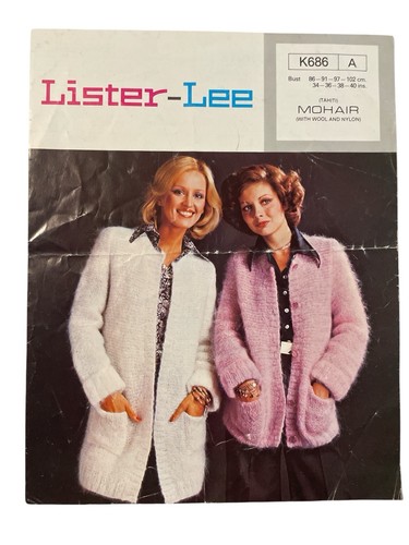 K45# Original VTG Lister-Lee Knitting Pattern K686 34-40” Mohair Lady’s Jackets - Picture 1 of 4
