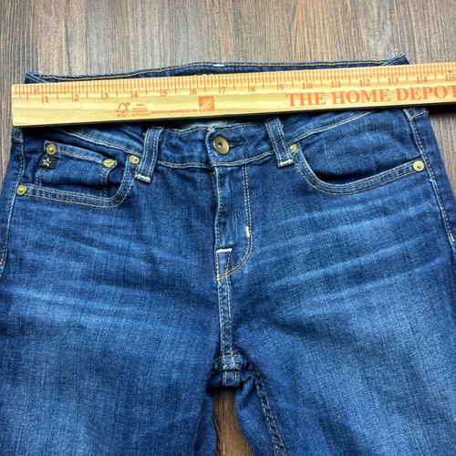 Big Star Hazel Mid Rise Boot Jeans Distressed Dark Wash Raw Hem Women’s Size 27L - Picture 8 of 12