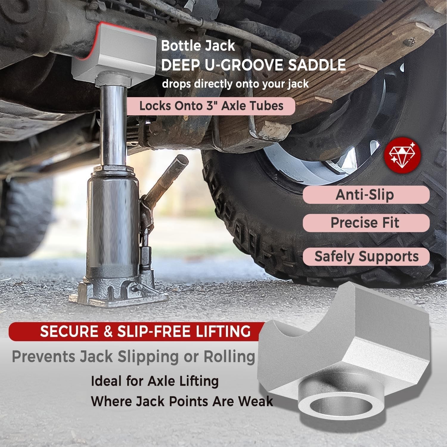 Jack Axle Adapter Lifting Saddle for 3" & 4" Axles Bottle Jack & Floor Jack