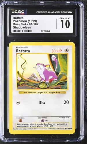Rattata (Shadowless) graded CGC 10 for sale on eBay
