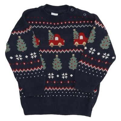 H&M, Weihnachtspullover, Größe: 80, Blau/Mehrfarbig, Baumwolle, Sonstiges #GpD