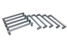 10 Möbelgriffe Bügelgriffe Kunststoff Lochabstand 128 mm silber-grau