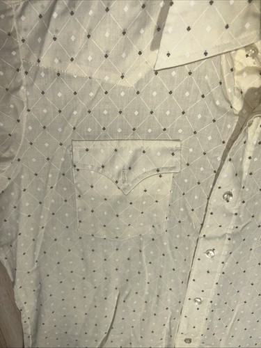 Vintage H Bar C Men’s Large Geometric Diamond Print Long Tail Button Up S/S - Picture 4 of 12