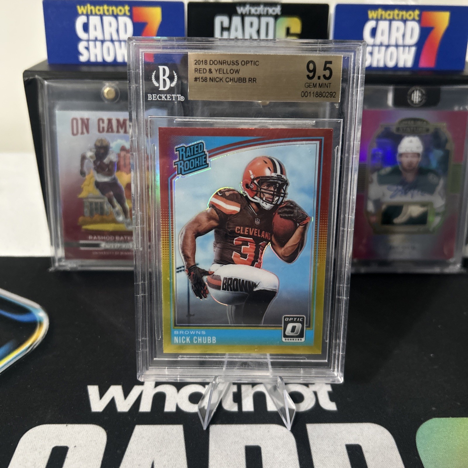 Nick Chubb 2018 Panini Donruss Optic Red And Yellow Rated Rookie #158 BGS 9.5