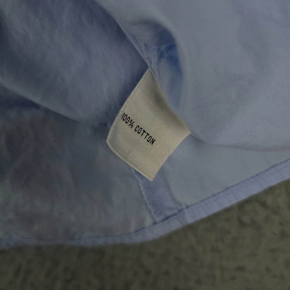 Vintage Talbots Shirt Womens 12P Petite Blue Hidden Button Up Crop Long Sleeve - Image 4 of 4