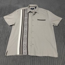 Nat Nast Luxury Original Shirt Mens L Beige Bowling Retro Hipster Camp Casual