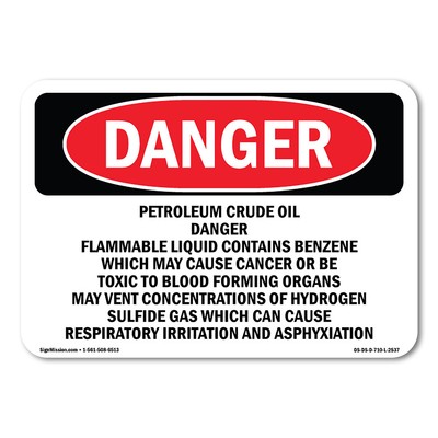 Petroleum Crude Oil Danger Flammable Liquid ANSI Danger Sign Metal Plastic Decal