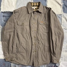 Vintage Y2K Carhartt Grey Blanket Lined Insulated Shirt Jacket Button Snap Large