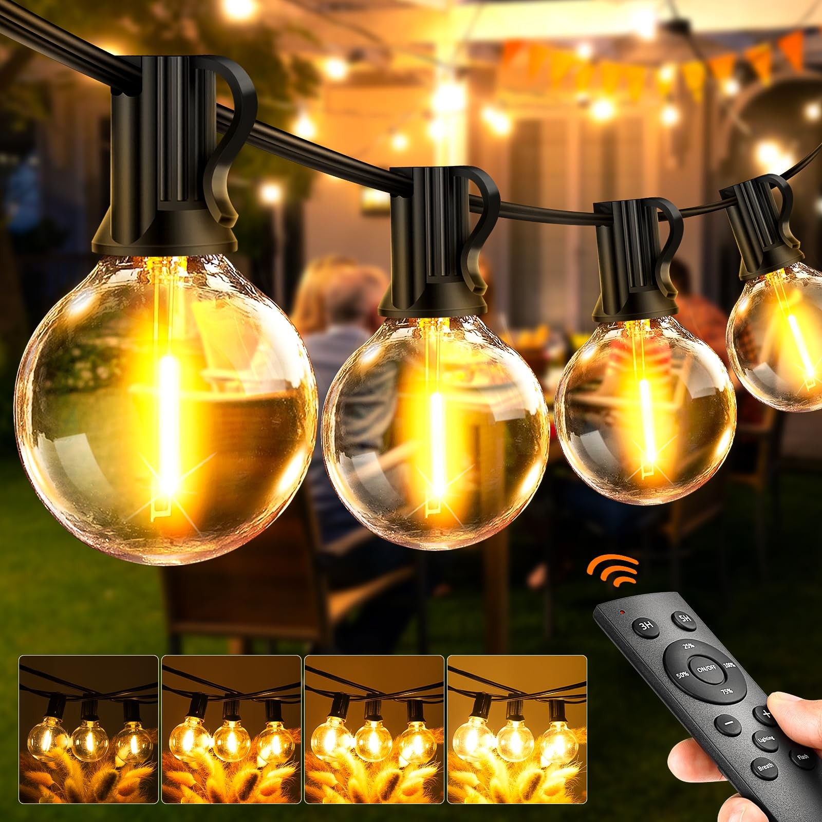 Outdoor String Lights Garden 65Ft 20M LED Festoon Light Mains Powered with