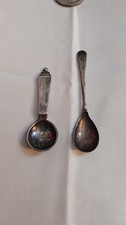 2 Antique Sterling Silver Salt Spoons Stamped Markings Collectible History 