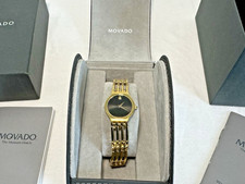 Movado Esperanza Gold Tone Stainless Steel Quartz Womens Watch New Battery
