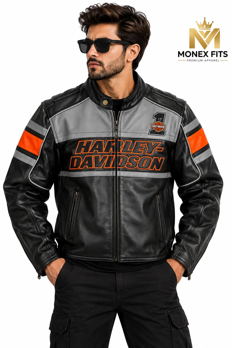harley davidson leather racing jacket products for sale | eBay