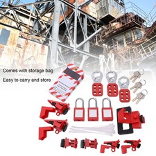 ‧Electrical Lockout Tagout Kit Loto Tag Hasp Padlock Breaker Lock Out Device