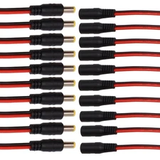 10 Pair DC Power Cable 12V 5A Male Female Jack, Barrel Connector Wire 30cm