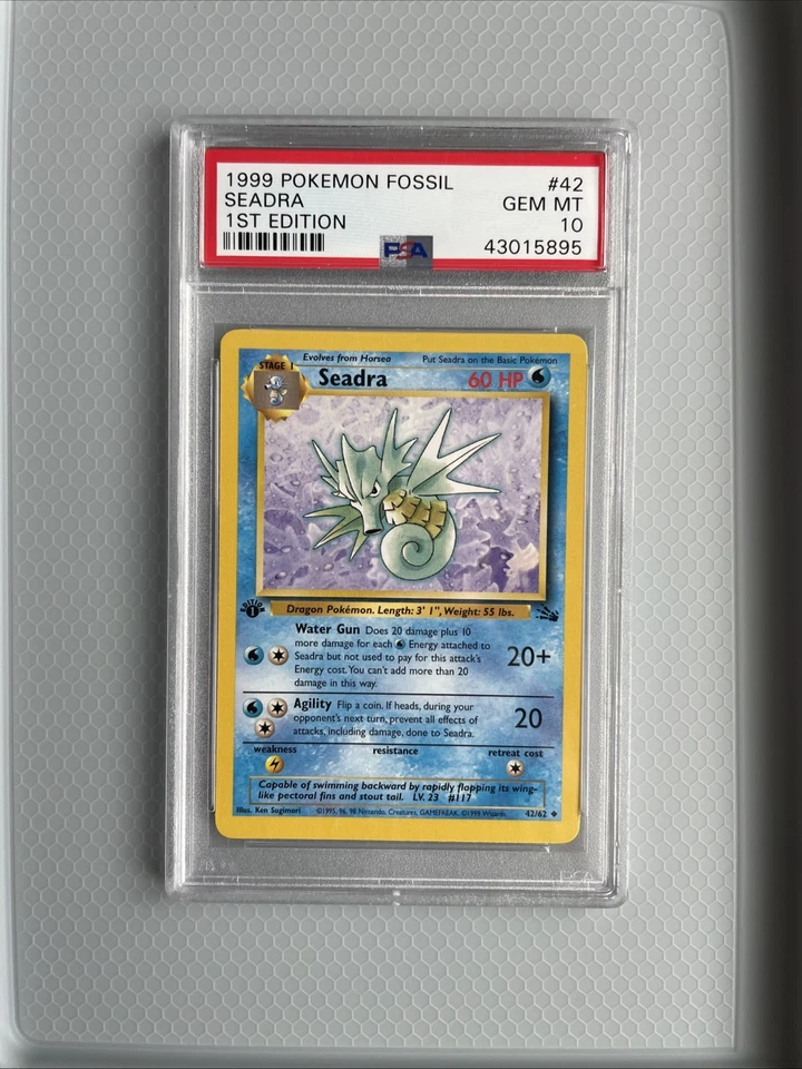 1999 Pokémon Fossil Seadra #42 1st Edition PSA 10 - Image 3 of 4