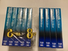 9 VTG Maxell GX-Silver Blank VHS Cassette High Quality T-120 6 Hr New And Used