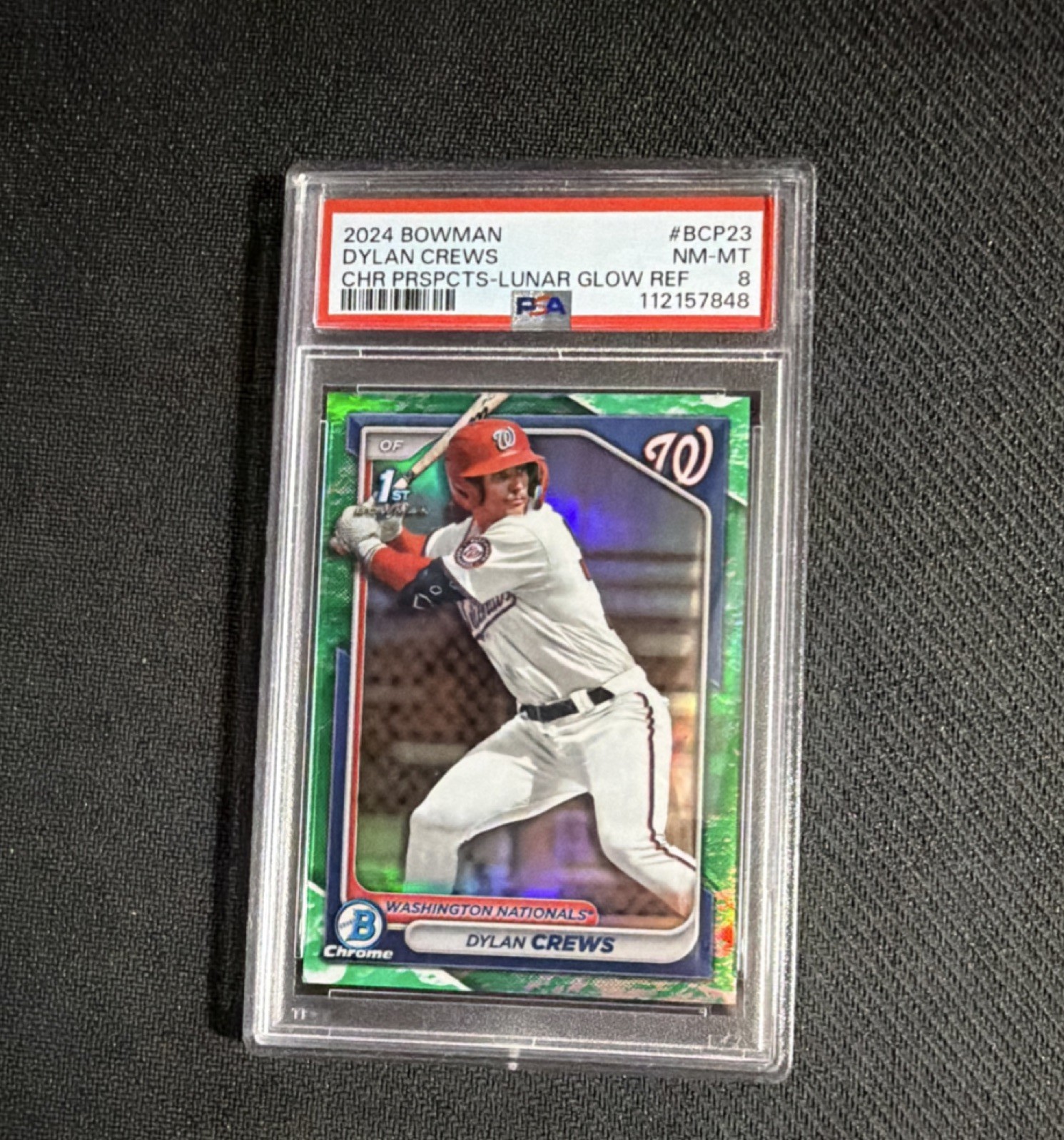 PSA 8 - 2024 Dylan Crews Bowman Chrome Prospects Lunar Glow Refractor #BCP-23