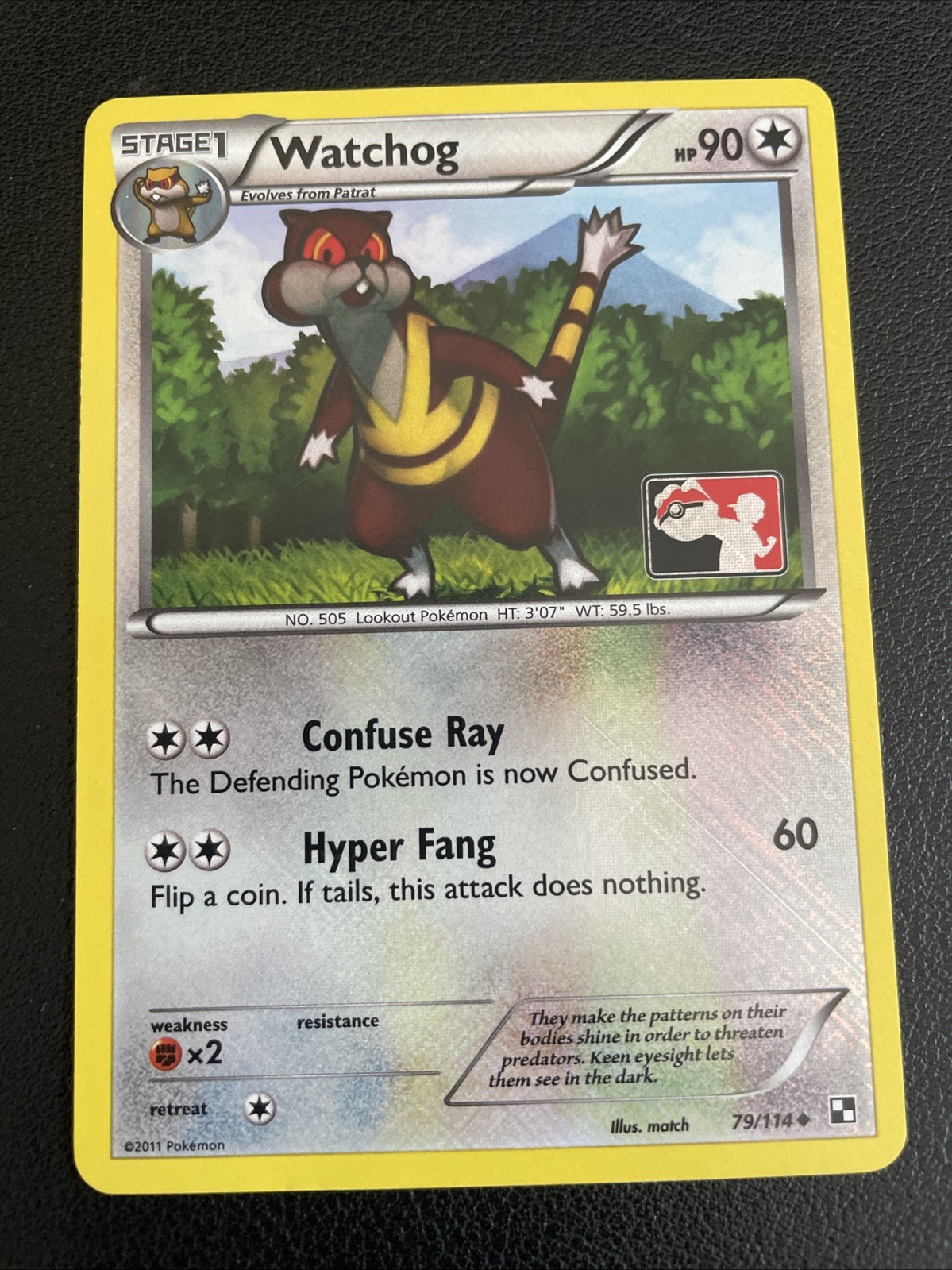 Watchog 79/114 Pokemon - Stamped Reverse Holo Black and White LP