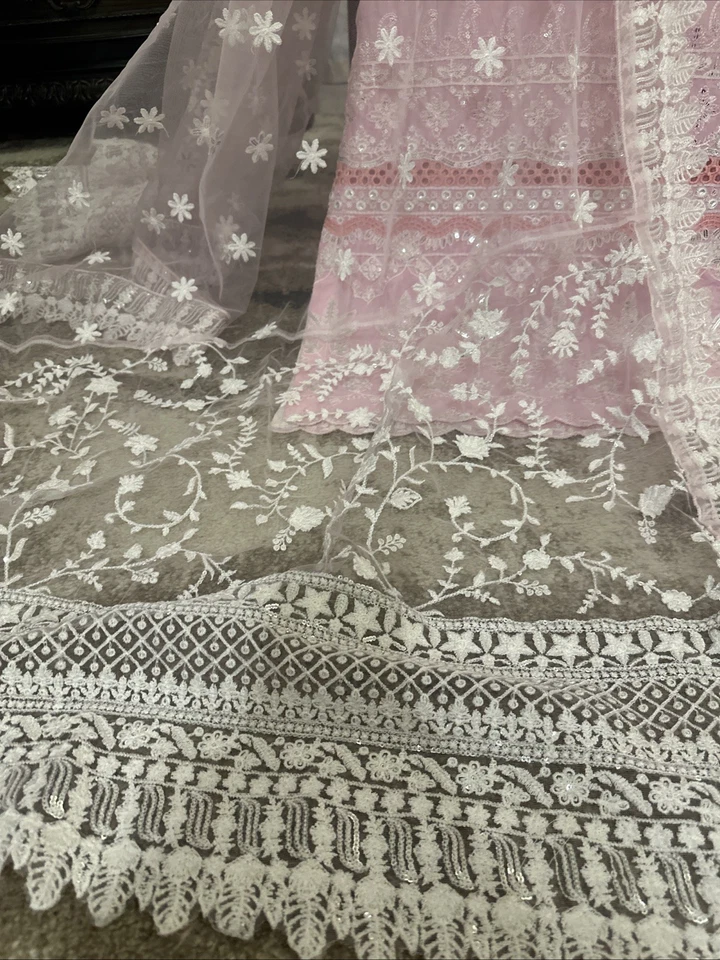 Пакистанский Salwar Kameez хлопок газон бюст 38 дизайнерское платье 3 изделия карнавальный - Изображение 3 из 4