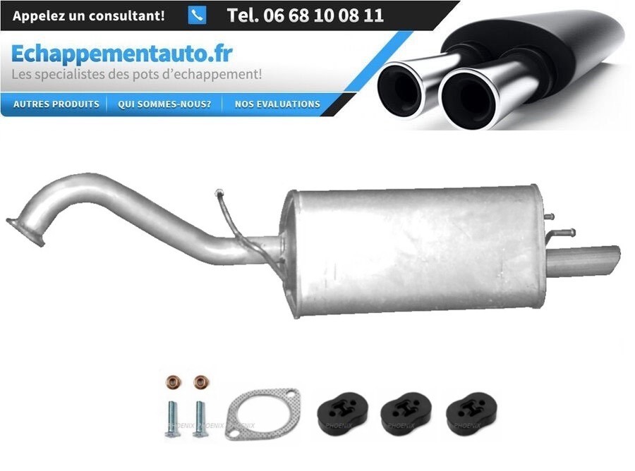 Pot d'échappement arrière complet Chevrolet Rezzo 2.0 essence avec fixations