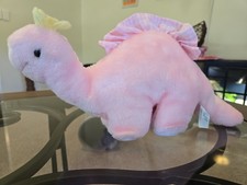 Vintage Eden Toys 13in Pink Stegosaurus Musical Plush. Music Works But Not Head